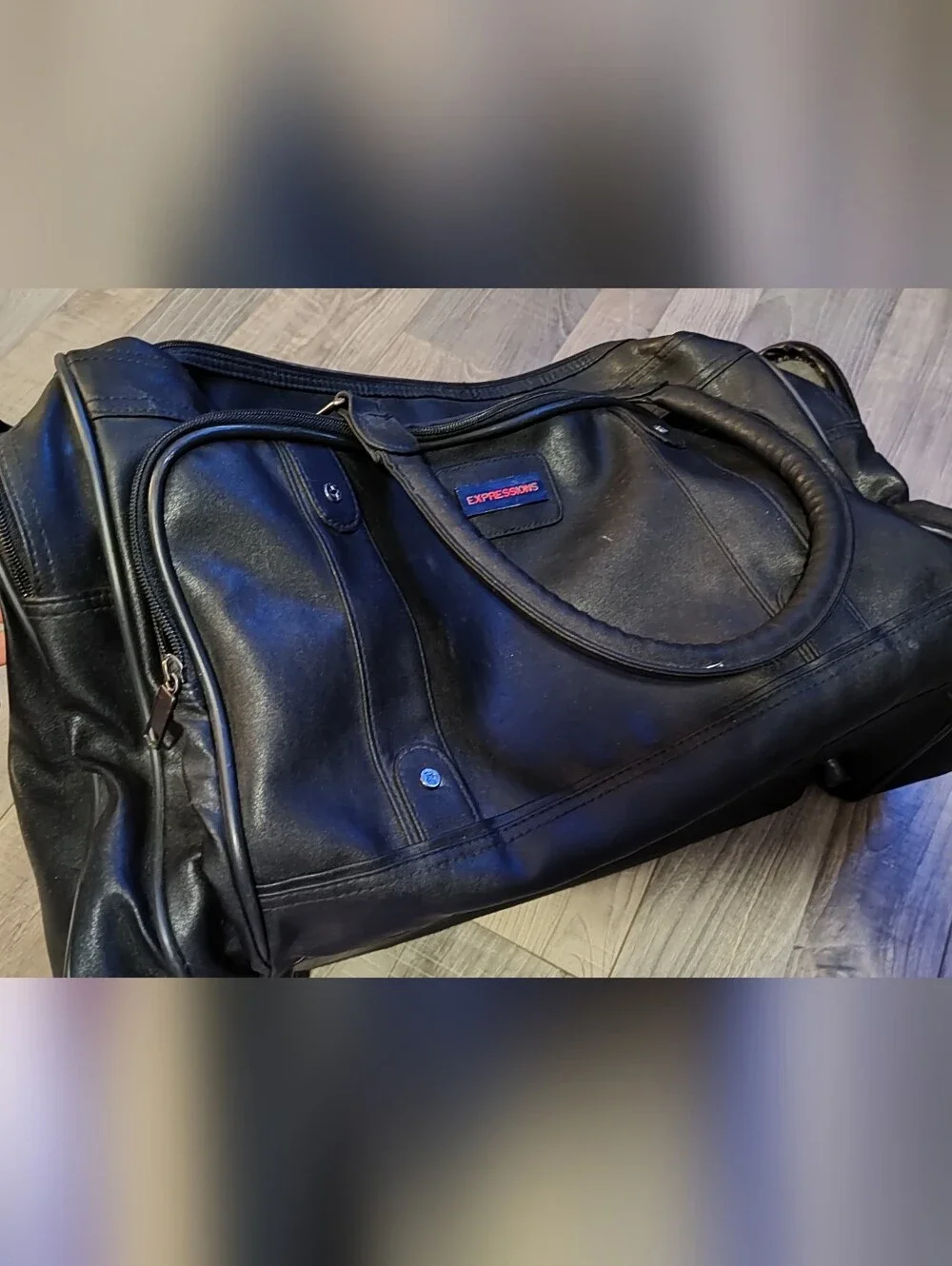 Black Leather Duffel Bag